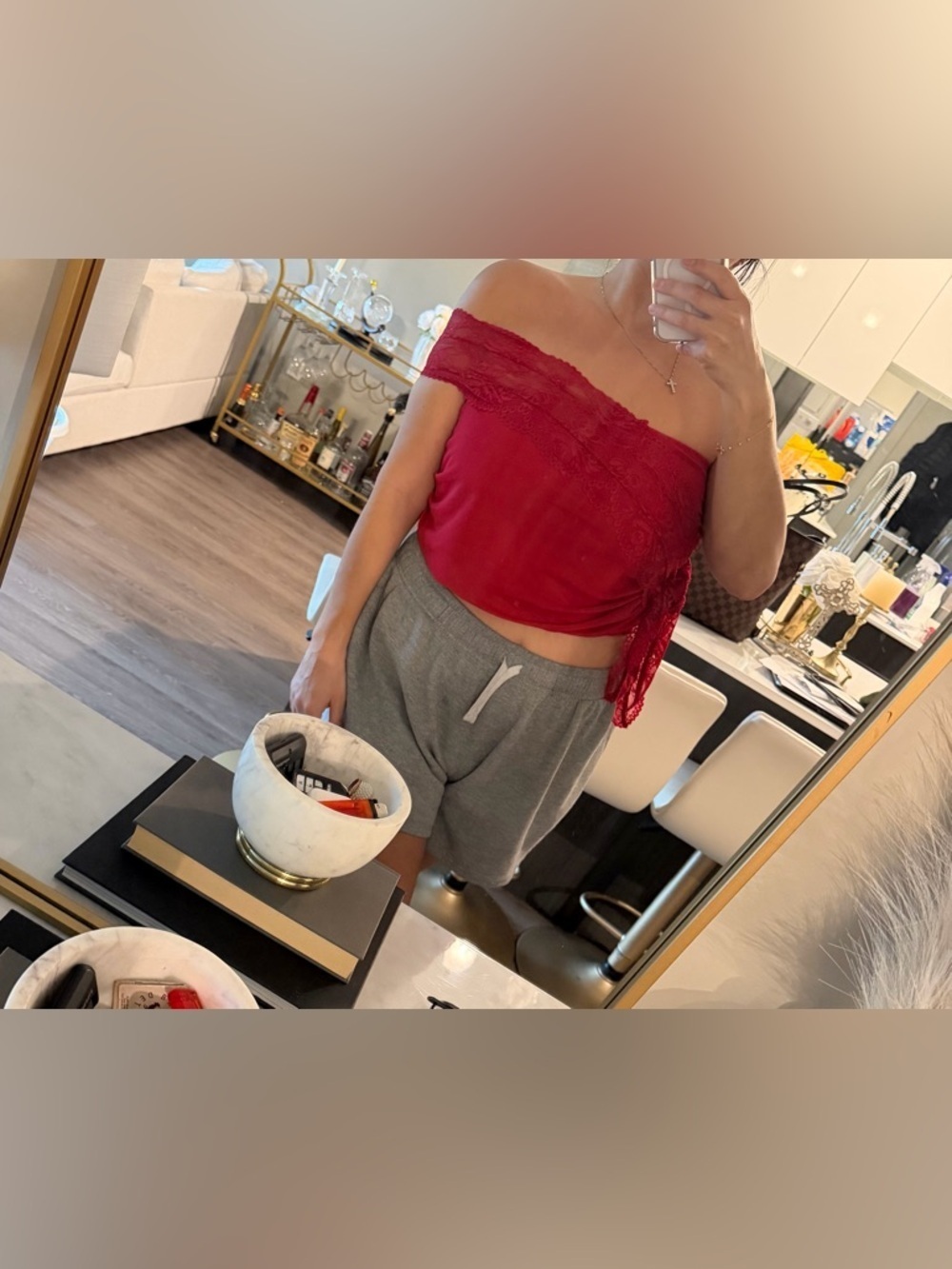 NWT Fashion Nova Women’s Off the Shoulder Crop Top w Tie size Xl